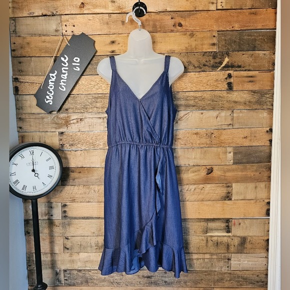 Naif women's dark chambray blue faux wrap dress size xl - Picture 1 of 11